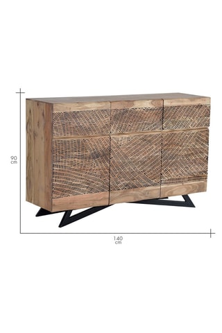 Buffet 3 portes - Naturel et noir - 140 x 90 x 40 cm