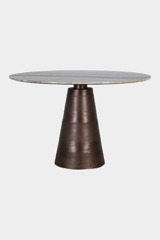 Table à manger - Gris et marron - Plateau en marbre - 120 x 76 x 120 cm