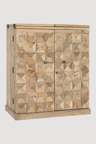 Meuble bar pliable 2 portes en manguier - 104 x 104 x 50 cm