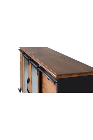 Buffet 2 portes - Noir et naturel - Structure en bois de manguier - 190 x 80 x 40