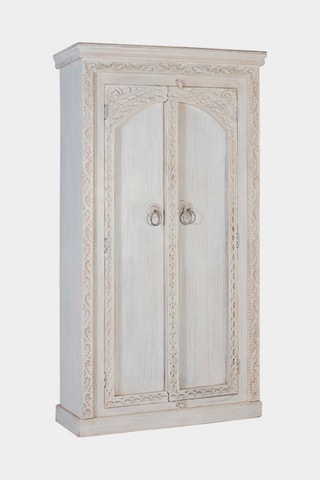 Armoire 2 portes - Blanc vieilli - Bois de manguier - 101 x 182 x 40 cm