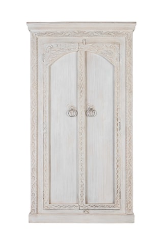 Armoire 2 portes - Blanc vieilli - Bois de manguier - 101 x 182 x 40 cm