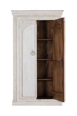 Armoire 2 portes - Blanc vieilli - Bois de manguier - 101 x 182 x 40 cm