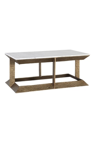 Table basse -  Bronze et blanc - Plateau en marbre - 107 x 34 x 107 cm