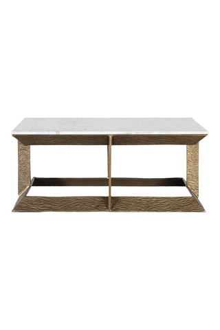 Table basse -  Bronze et blanc - Plateau en marbre - 107 x 34 x 107 cm