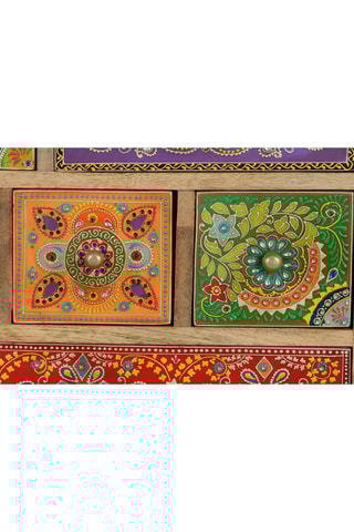 Meuble de rangement 9 tiroirs - Naturel - En bois de manguier - 52 x 30 x 63 cm