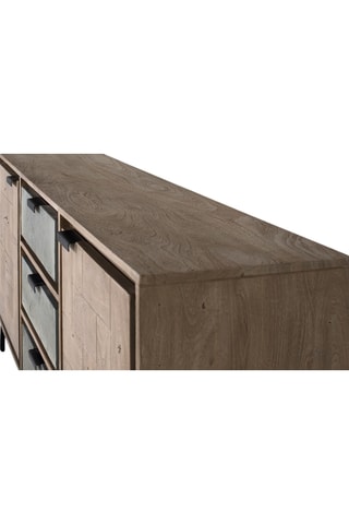 Buffet 2 portes - Marron et gris - En bois d'acacia - 81 x 160 x 40 cm