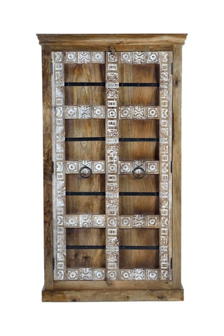 Meuble de rangement 2 portes - Naturel - Structure en bois de manguier - 180 x 100 x 45 cm