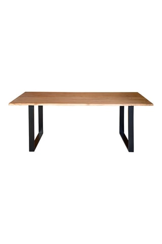 Table à manger - Naturel et noir - Plateau en acacia - 180 x 76 x 90 cm