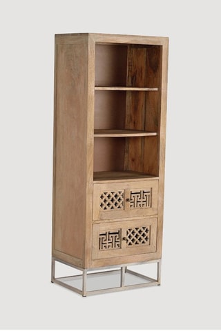 Bibliothèque - Naturel - Structure en bois de manguier -  60 x 40 x 160 cm