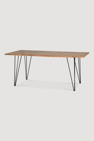 Table à manger - Naturel et noir - Plateau en acacia - 200 x 76 x 100 cm