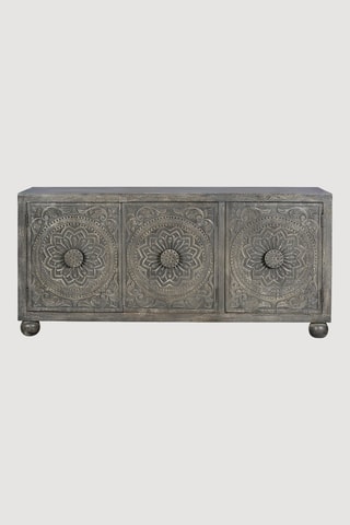 Buffet 3 portes - Gris - Structure en bois de manguier - 172 x 43 x 82 cm