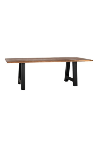 Table à manger -  Naturel et noir - Plateau en acacia - 200 x 77 x 100 cm