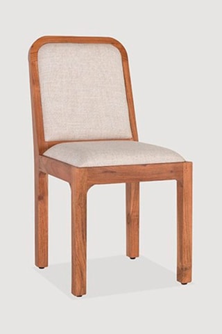 2 chaises - Naturel et beige - Structure en acacia