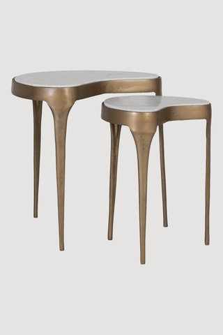 2 tables d’appoint gigognes en manguier massif - 60 x 70 x 70 cm / 44 x 50 x 50 cm