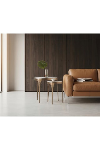 2 tables d’appoint gigognes en manguier massif - 60 x 70 x 70 cm / 44 x 50 x 50 cm