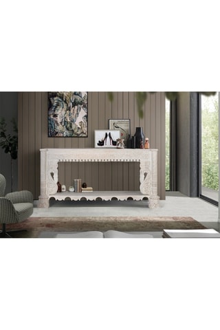 Console - Blanc - Bois de manguier - 180 x 90 x 40 cm