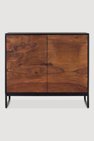Console 2 portes - Marron et noir - Bois de rose et de manguier - 80 x 90 x 40 cm