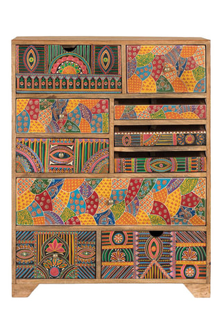 Commode 10 tiroirs en manguier - 70 x 90 x 30 cm