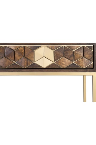 Console 2 tiroirs - Naturel - 40 x 76 x 122 cm - Structure en bois de manguier