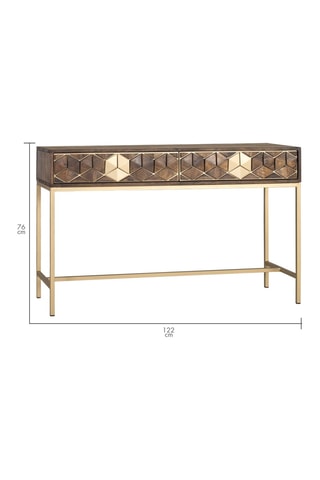Console 2 tiroirs - Naturel - 40 x 76 x 122 cm - Structure en bois de manguier