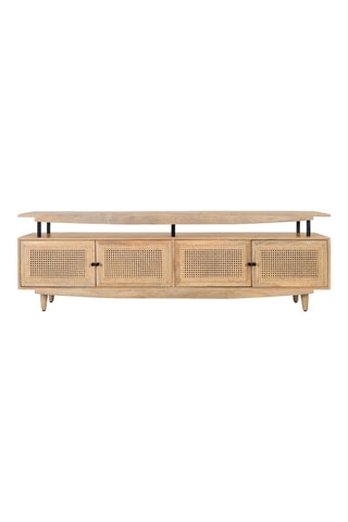 Meuble TV 4 portes en manguier et treillis en bois - 180 x 58 x 43 cm