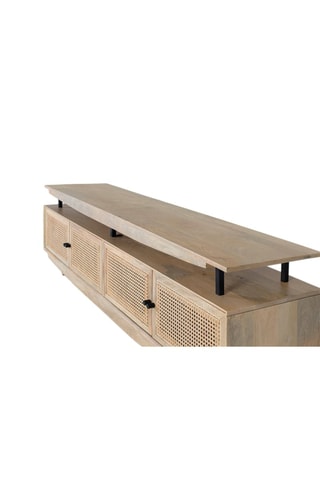 Meuble TV 4 portes en manguier et treillis en bois - 180 x 58 x 43 cm