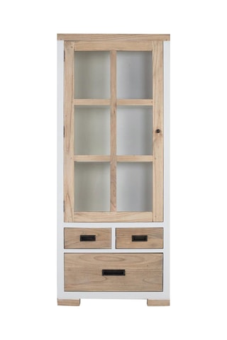 Vitrine 1 porte en bois de mindi - 75 x 180 x 40 cm