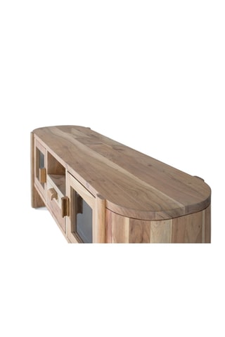 Meuble TV 2 portes en acacia et manguier - 149 x 51 x 40 cm