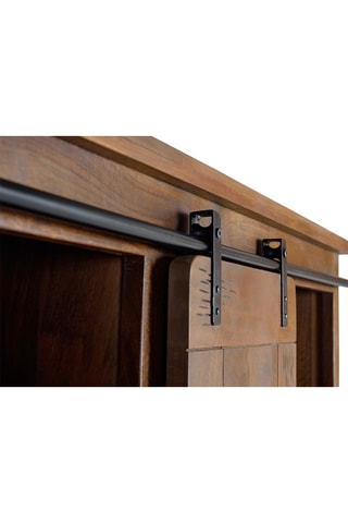 Buffet 1 porte - Naturel et noir - En acacia - 140 x 170 x 45 cm