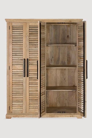 Armoire 4 portes - Naturel - Structure en bois de manguier - 150 x 190 x 50 cm