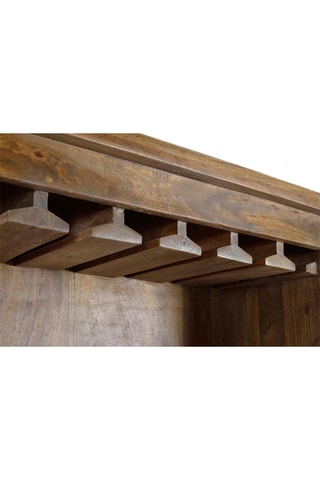 Meuble bar 1 porte - Naturel et noir - En acacia - 75 x 170 x 38 cm