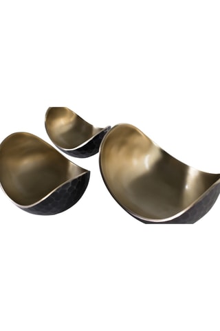 3 bols décoratifs - 17/14/12 cm - Noir et doré