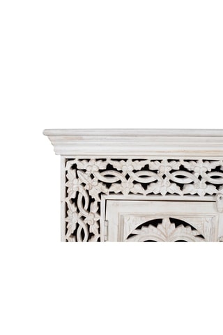 Meuble TV 2 portes - Blanc - Bois de manguier - 180 x 60 x 40 cm