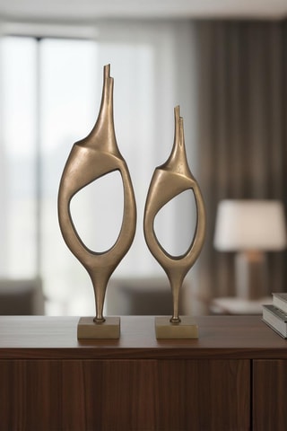 2 vases - 96 x 28 x 15/83 x 23 x 15 cm - Doré