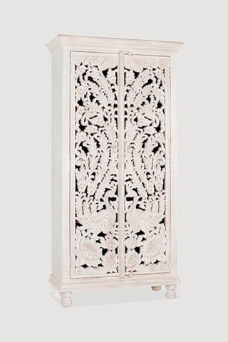Armoire 2 portes - Blanc - Bois de manguier - 90 x 180 x 40 cm
