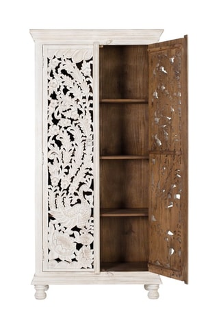 Armoire 2 portes - Blanc - Bois de manguier - 90 x 180 x 40 cm