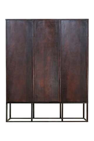 Meuble de rangement 3 portes - Naturel - Structure en bois de manguier - 120 x 40 x 135 cm