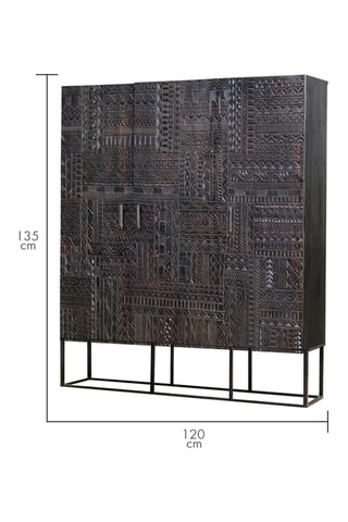 Meuble de rangement 3 portes - Naturel - Structure en bois de manguier - 120 x 40 x 135 cm