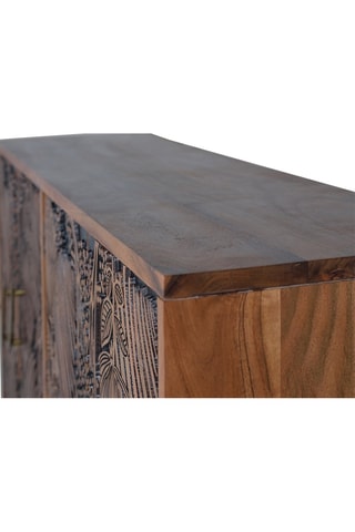 Buffet 4 portes - Naturel et noir - En acacia - 94 x 190 x 42 cm