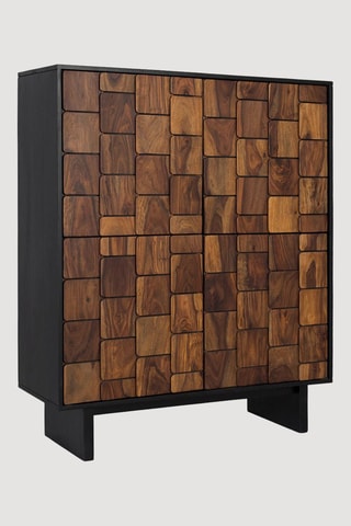 Meuble de bar 4 portes en manguier et bois de sheesam - 108 x 129 x 40 cm