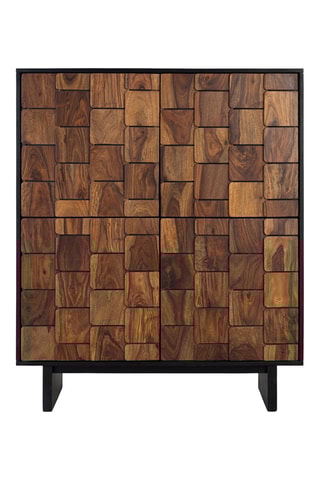 Meuble de bar 4 portes en manguier et bois de sheesam - 108 x 129 x 40 cm