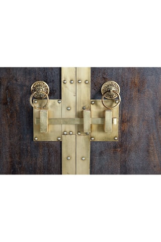 Armoire 2 portes - Naturel et doré - Structure en bois de manguier - 110 x 50 x 190 cm