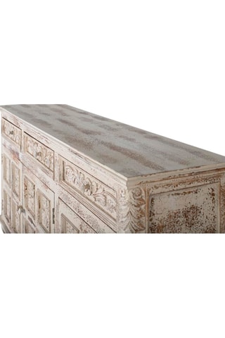 Buffet 3 portes- Blanc - Structure en bois manguier - 95 x 175 x 175 cm