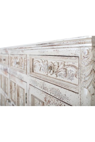 Buffet 3 portes- Blanc - Structure en bois manguier - 95 x 175 x 175 cm