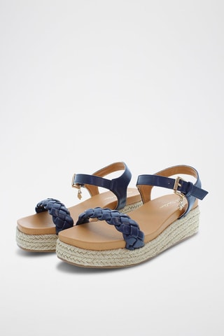 Sandales compensées Astrid - Bleu et beige