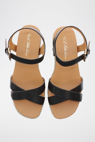 Sandales compensées Astrid - Noir et beige