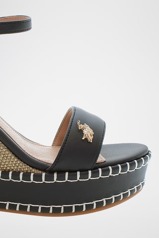 Sandales compensées en cuir Aylin - Noir et beige