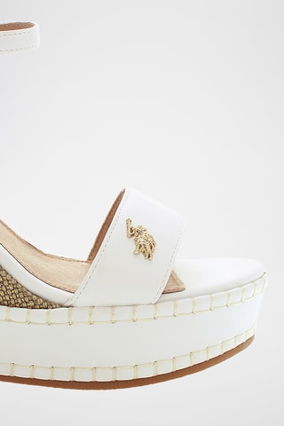 Sandales compensées en cuir Aylin - Blanc et beige