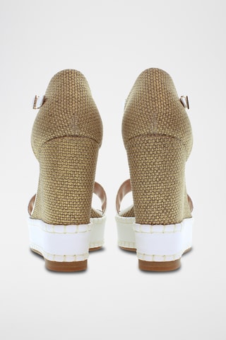 Sandales compensées en cuir Aylin - Blanc et beige